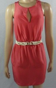 Akiko Dress XS Belted Sleeveless New Silk $196 Shell Coral