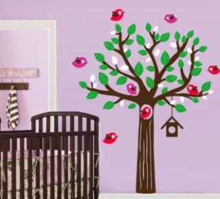 Tree Decal with Flock of Birds and Bird House   Children Nursery Wall 