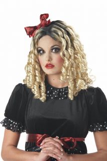 Gothic Scary Freaky Crazy Doll Adult Girls Costume Wig