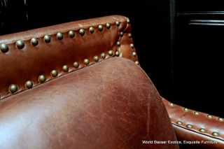 Alcott Club Chair Cigar Top Grain Leather Beautiful