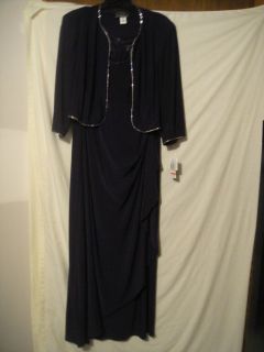 Alex Evenings Womens Dress w/Jacket, Rhinestone Trim, Purple, Orig. $ 