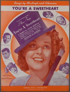 Youre A Sweetheart McHugh Adamson Alice Faye 1937