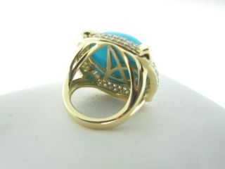 Alessandra 20mm Turquoise 18K 2 Ct Diamond Ring $6500