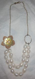 Alexis Bittar Lucite necklace w swarovski crystals fresh water Pearls 