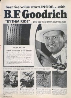 Gene Autry for B F Goodrich Tires Ad 1950