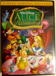Alice in Wonderland DVD 2010 2 Disc Set Un Anniversary Special Edition 