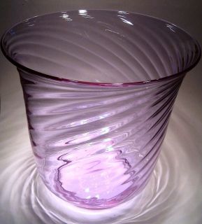 STEUBEN #6030 RARE Wisteria Optic Swirl Vase Frederick Carder Signed 