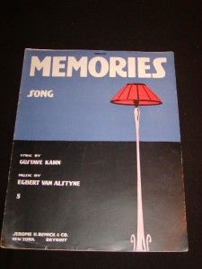   Sheet Music Memories by Gustave Kahn Egbert Van Alstyne C1915