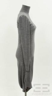 Alexander McQueen Grey Wool Button Turtleneck Sweater Dress Size M 