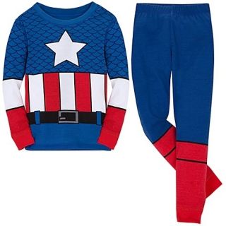 Disney Store Superhero Captain America PJ PAL Pajama Costume Sleep Set 