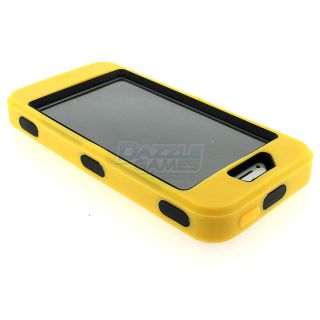 For iPhone 5 Combo Hard Hybrid Case Snap on Cover Yellow Silicone 