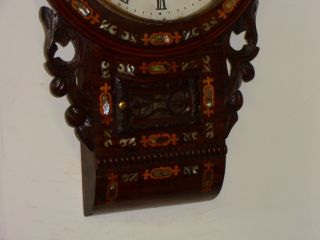 1890 Anglo American Highly Inlaid Wall Clock