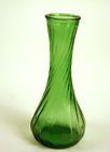Hoosier Vintage Emerald Green Swirl Design Glass Bud Va
