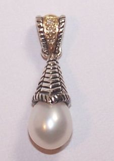 CJI Andrea Candela Sterling 14k Diamond Pearl Pendant