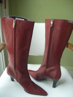 Anne Klein Womens Shoes Knee Boots Red Leather Sz 8 M