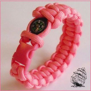 newly listed paracord bracelet with compass pink color 4u time