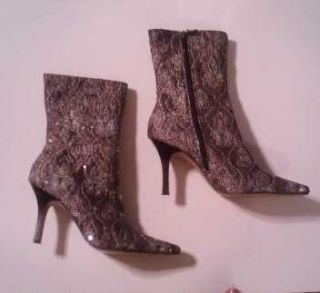 Anne Michelle Sequined Gold Silver Purple Accent Boots Sz 9