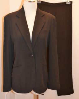 Anne Klein Womens Brown Wool Viscose Pant Suit Size 8