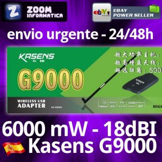 Antena Adaptador WiFi Kasens G9000 6000mW 18dBi Ralink 5800mW Chipset 