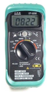   Thermometer Light Lux Humidity Sound Meter PC RS 232 Serial Port NEW