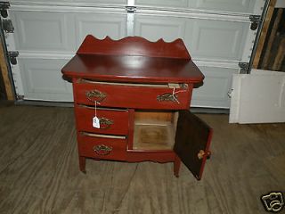 FREE SHIP Antique Red Painted Bedroom Dresser Washstand Commode