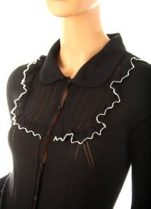 Anna Molinari Ladies Adorable Virgin Wool Black Big Cardigan Sweater 