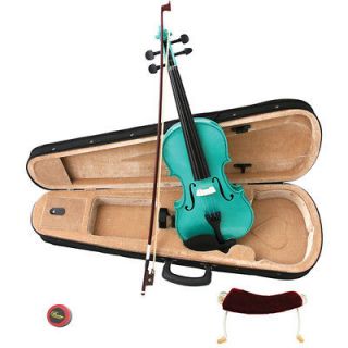 NEW Crescent 4/4 GREEN ACOUSTIC Violin+CASE+ROSIN+ Padded Shoulder 