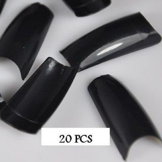 Fake nails French manicure acrylic Polished Black 20PC Prosthesis 