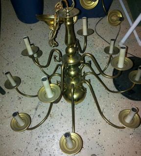 Antique Vintage UL 12 Light Solid Brass Chandelier