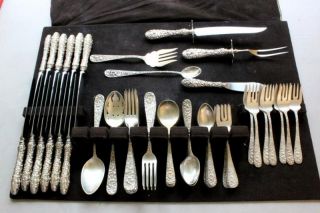 Stieff Rose Repousse Sterling Silver Flatware 112 sterling oz.