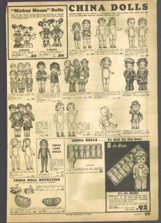 1933 AD Mickey Minnie Mouse Minstrels Dolls China Dolls Schoenhut 