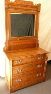 Antique Dresser Mirror Oak Very Nice Condition