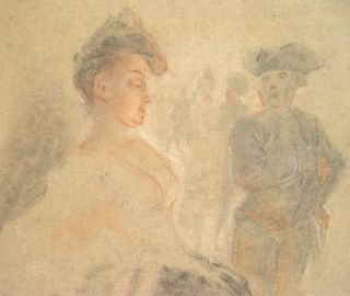stunning JEAN ANTOINE WATTEAU circle of 18C old master drawing French 
