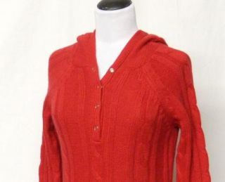 Moda Size s Red Hood Sweater Dress Angora Rabbit Hair Blend Henley 