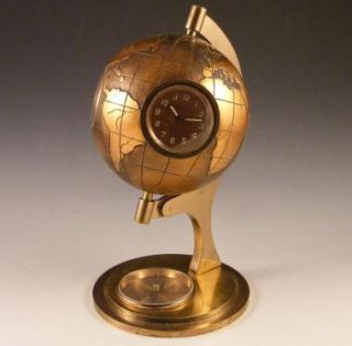 Angelus Robert Anstead Globe Desk Clock Hygrometer Thermometer 