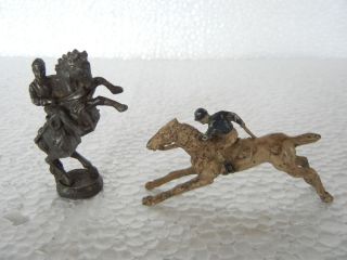 Old Lot of 2 Lead Antimony Horse Rider Toy Figure