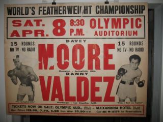 1961 Davey Moore vs Danny Valdez Vintage Boxing Poster Featherweight 