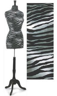 SALE Animal Print Dress Form w Black Wood Stand n Neck Finial