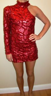 New Red Sparkly Sequined Red Jazz Dance Costume ~ Ladies Sz Large by 