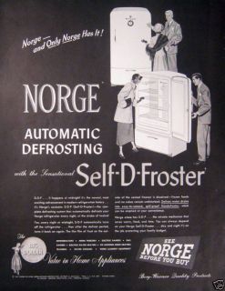 1949 Norge Appliances Refrigerator Vintage Print Ad