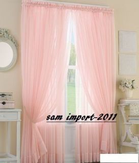 light pink 4Pcs. Sheer Voile Window Panel Solid Brand New Curtian Pink