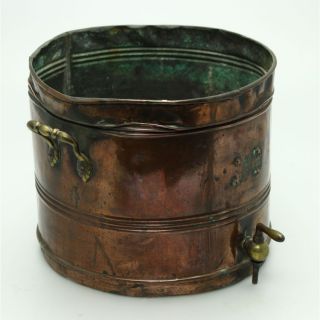 Antique Victorian Copper Brass Urn Plant Pot Planter
