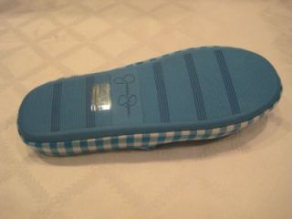 jessica simpson aqua blue checkered thong slippers m