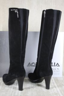 Aquatalia Marvin K Roar Tall Boot Black Suede Size 6 5 $395 Stretch 