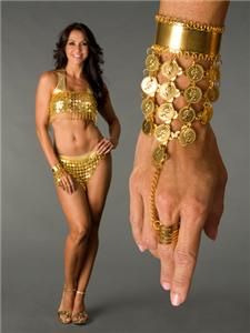 ARABIAN NIGHTS Belly Dancer HAREM Gold Plated Coin SLAVE BRACELET New