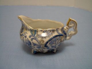 Vintage Lefton China, Miniature Hand Painted, Blue Paisley Creamer 