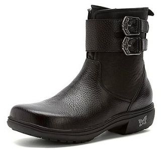 NEW IN BOX ALEGRIA Womens Avril Ankle Boots Black Full Grain Leather 