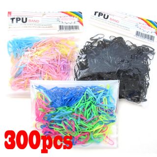 300pcs Rubber Hairband Rope Ponytail Holder Elastic Hair Band Ties 
