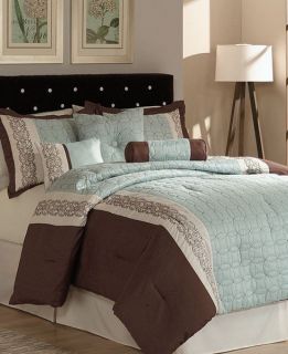 PEM America Ashbery 6 Piece Queen Bed In A Bag Comforter Set Aqua 