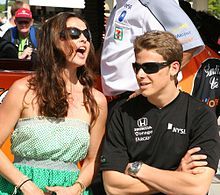 Marco Andretti jokes around with Ashley Judd (wife of former 